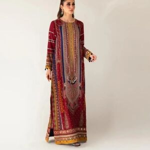 Elegant Red and Gold Women's Dress